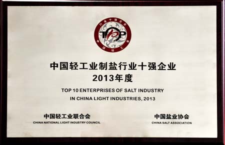 云南鹽化榮獲“中國輕工業(yè)制鹽行業(yè)十強企業(yè)”稱號